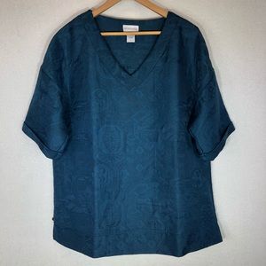 Soft Surroundings Tunic Top Shirt Quilted Jacquard